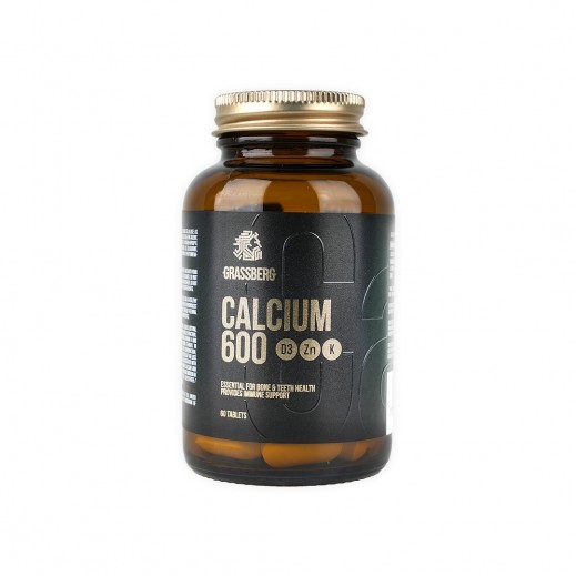 Grassberg Calcium 600+D3+Zn+K 60 Tablets - delivered by The Pharmacy - within 2 Hours