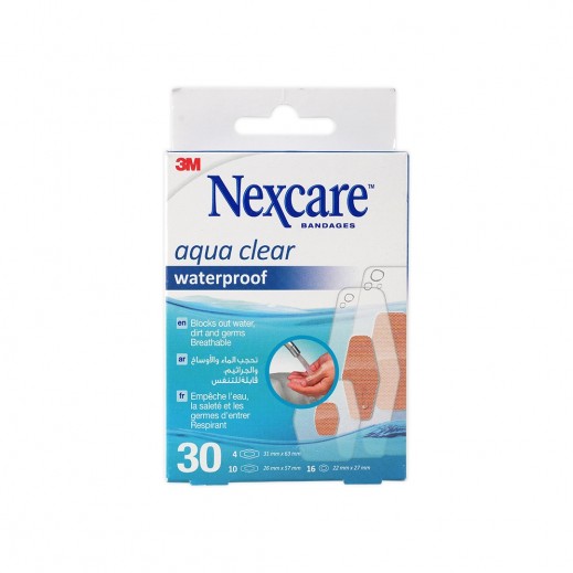 Nexcare Aqua Clear Waterproof Assorted Bandages 30 Pieces - 588 - delivered by The Pharmacy - within 2 Hours