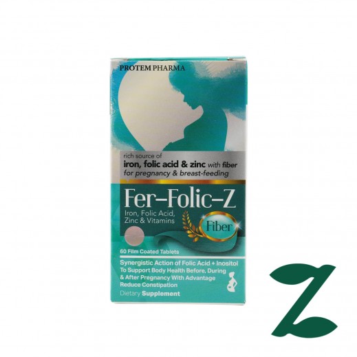 Protem Pharma Fer-Folic-Z Fiber 60 Tablets - delivered by Pharmazone Pharmacy - within 2 Hours