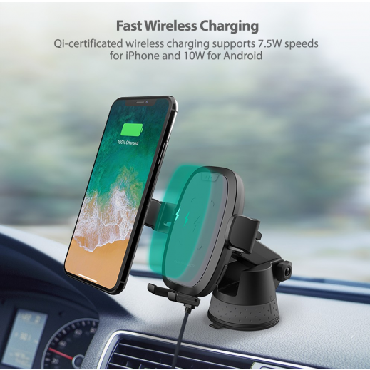 RAVPower 10W Wireless Car Charging Dock Black توصيل