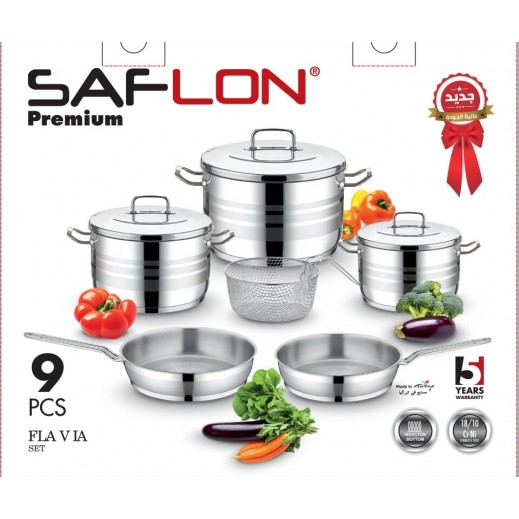 Saflon Stainless Steel Premium Cookware Set 9 Pieces - delivered by Gogaes Trading Co Delivery within 3 Working Days