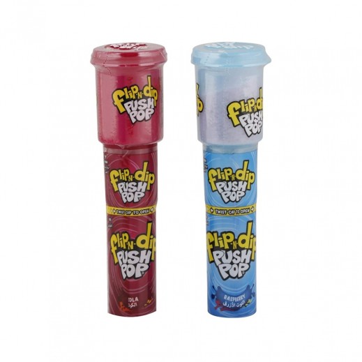 Topps Flip & Dip Push Pop Cola or Blue Raspberry Candy 25g