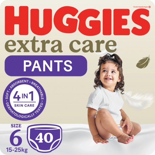 Huggies Extra Care Culottes Size 6 (15-25 kg) 40 Diaper Pants - delivered by Taw9eel Fast