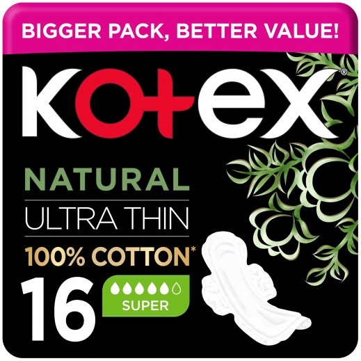 Kotex Natural Ultra Thin Super Pads 16 Pads