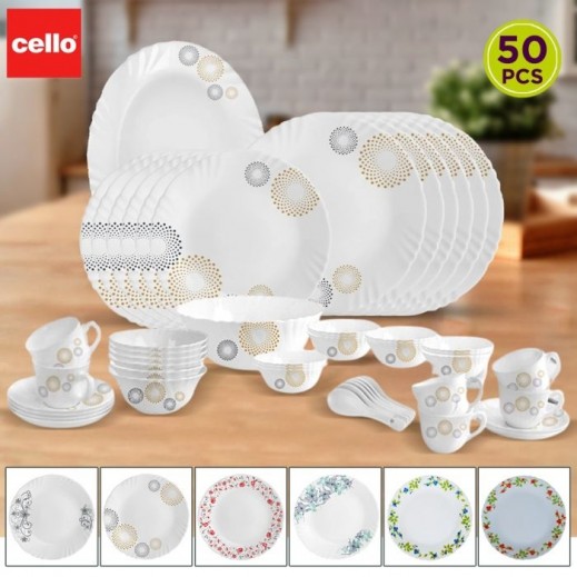 50 Piece Opalware Dinnerware Set By Cello Imperial