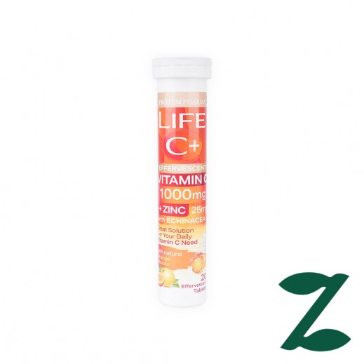 Protem Pharma Life Vitamin C 1000mg 20 Tablets - Orange Flavour - delivered by Pharmazone Pharmacy - within 2 Hours