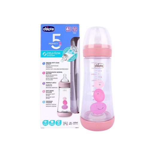 Chicco Perfect 5 Fast Bottle Pink 300ml (4m+) - delivered by Pharmazone Pharmacy - within 2 Hours