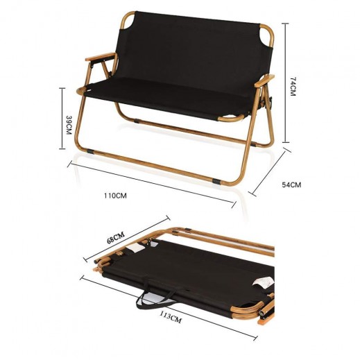 2 Seater Camping Chair - Black - delivered by Taw9eel Fast