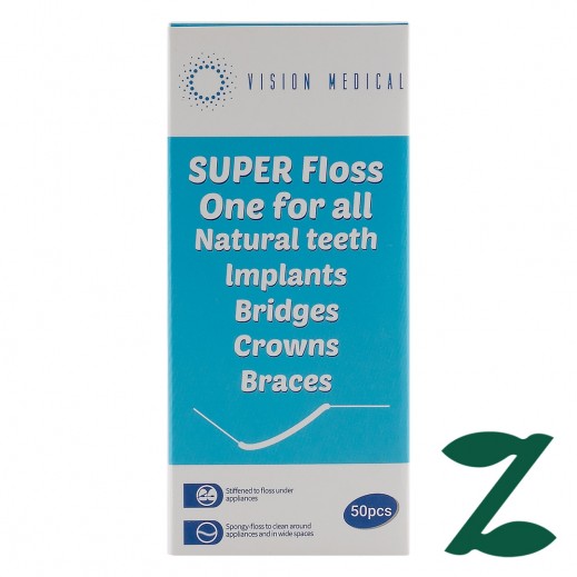 Vision Medical Natural Teeth Super Floss (50 Pcs) - delivered by Pharmazone Pharmacy - within 2 Hours