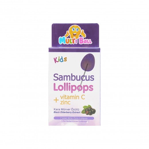 Multi Ball Kids Sambucus 7 Lollipops - delivered by The Pharmacy - within 2 Hours