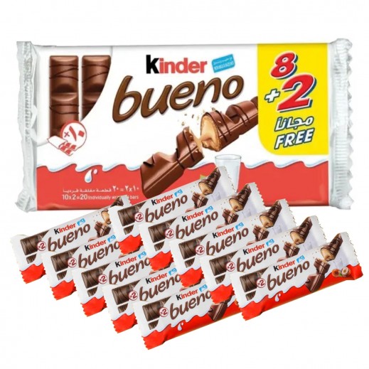 Kinder Bueno Chocolate 43 g (8+2 Free) - delivered by Taw9eel Fast