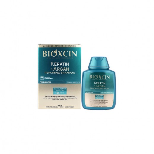 Bioxcin Keratin & Argan Repairing Shampoo 300 ml - delivered by The Pharmacy - within 2 Hours