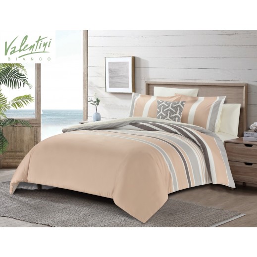 Valentini (K) Horizontal Strp Comforter (260x240cm) 7Pcs Light Baige - delivered by SFC within 48 working hour 