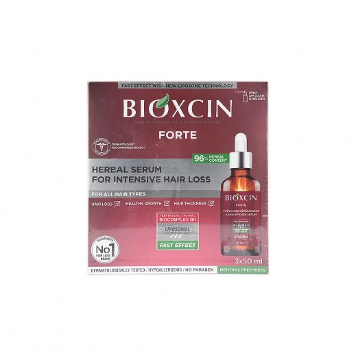 Bioxcin Forte Herbal Serum For Intensive Hair Loss 3 x 50 ml - delivered by The Pharmacy - within 2 Hours