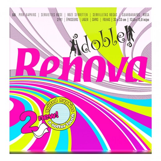 Renova Double Pink Napkins 60 Pcs 2Ply 33x33cm