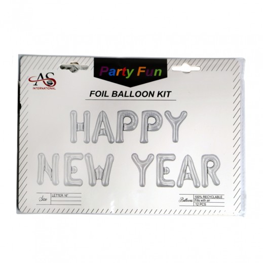 16 Gold Silver Happy New Year Foil Balloons New Year Eve Letters Balloon Décor - delivered by Taw9eel Fast