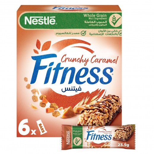 Nestle Fitness Crunchy Caramel Breakfast Cereal Bar 23.5g (6 Bars) - delivered by Taw9eel Fast