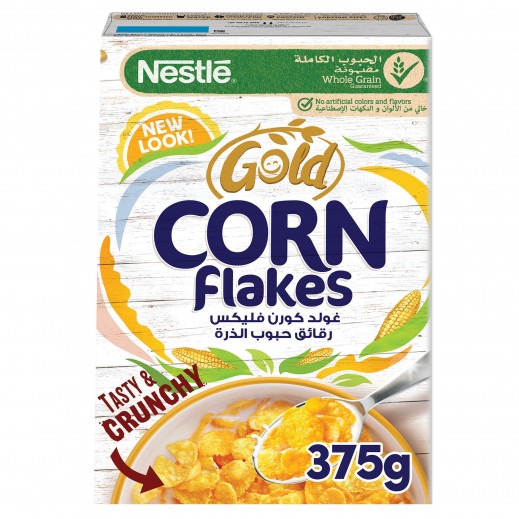 Nestle Whole Grain Gold Corn Flakes Breakfast Cereal Box 375 g