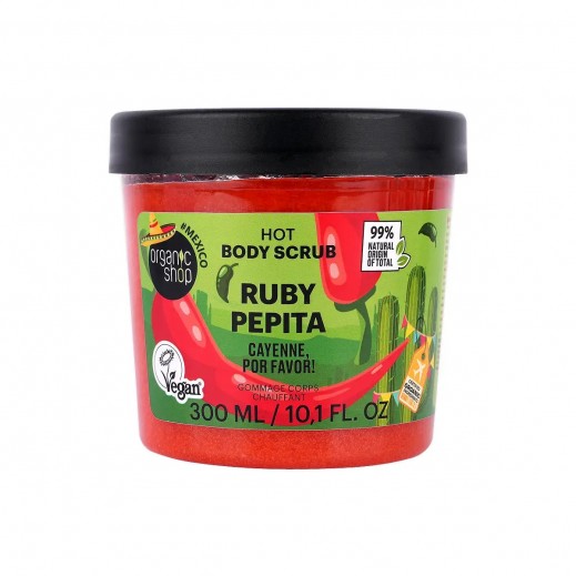 Organic Shop Hot Body Scrub Ruby Pepita Cayenne Por Favor 300ml - delivered by The Pharmacy - within 2 Hours