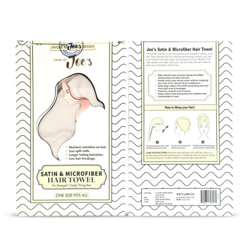 Satin Wrapped Microfiber Hair Towel Ivory - delivered by Joes Lab Within 24 hours 