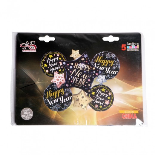 7 Pcs New Year Balloon Bouquet - delivered by Taw9eel Fast