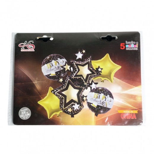 6 Pcs New Year Balloon Bouquet - delivered by Taw9eel Fast