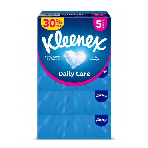 Kleenex Daily Care Facial Tissue 120 Sheets X 2 Ply (5 Boxes) - delivered by Taw9eel Fast