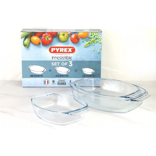 Pyrex Oval Roaster Set of 3 Pieces ( 4 + 2.8 + 2 ) L