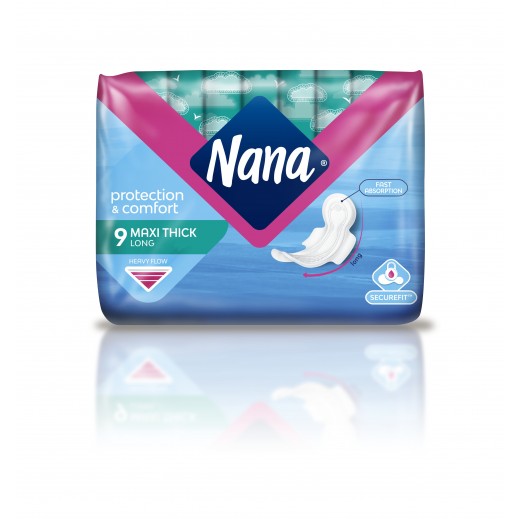 Nana Maxi Thick Long Wings Pads 9 Pieces - delivered by Taw9eel Fast