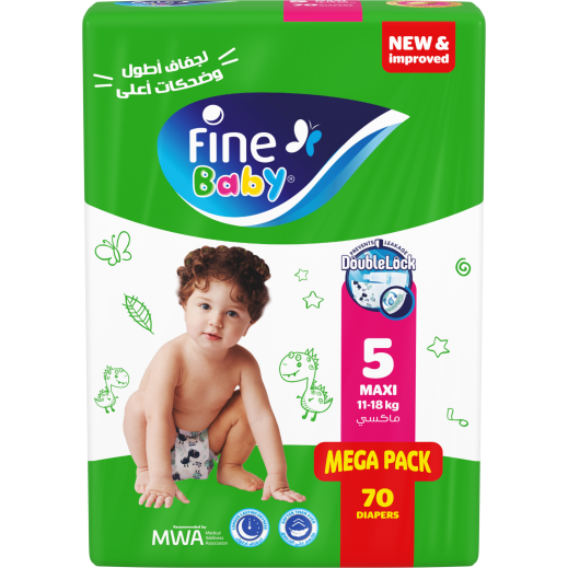 Fine Baby Stage 5 Maxi (11-18 Kg) Diapers 70 Pieces