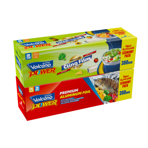 Volcano Power Aluminum Foil 230 Ft + Cling Film 500 Ft 30 cm