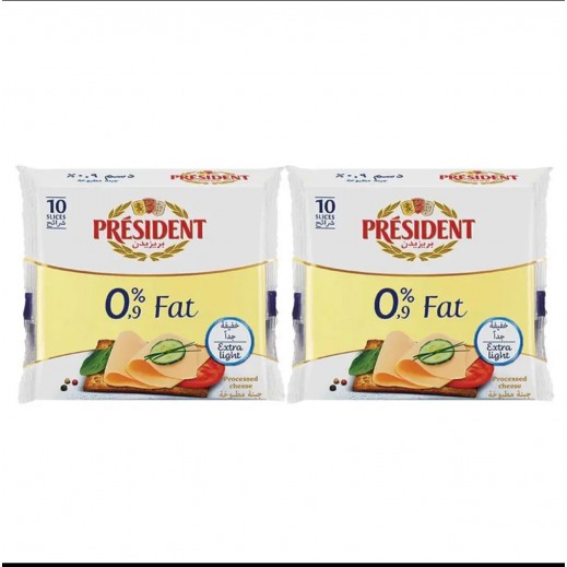 President 0% Fat Processed Cheese - 10 Slices 2 x 200g