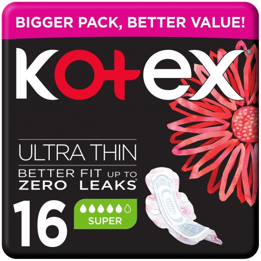 Kotex Ultra Thin Pads Super 16 Pads