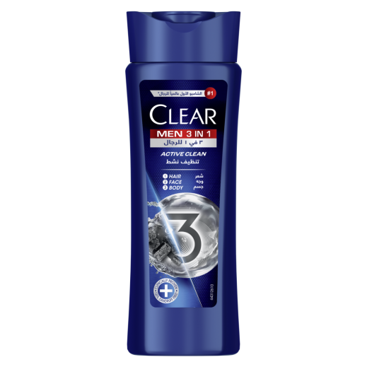 Clear Men 3 In 1 Activated Charcoal Shampoo Body & Face Wash 200 ml