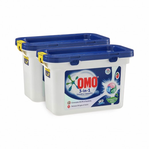 Omo 3-in-1 Laundry Capsules 15 Pods x 2 Piece - delivered by Taw9eel Fast