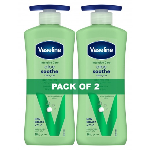 Vaseline Body Lotion Aloe Soothe 2 × 400 ml - delivered by Taw9eel Fast