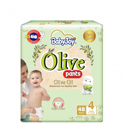 BabyJoy Olive Oil Diaper Pants Large 4 ( 9 - 14 kg ) 48 Pants - delivered by Taw9eel Fast