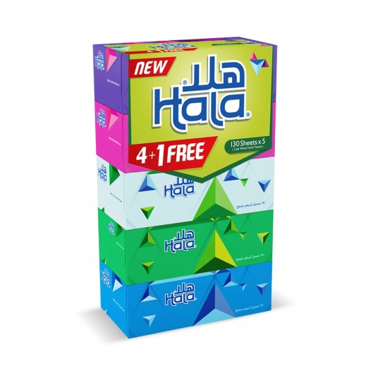 Hala Facial Tissue 130 Tissue - 5 Pieces - delivered by Taw9eel Fast