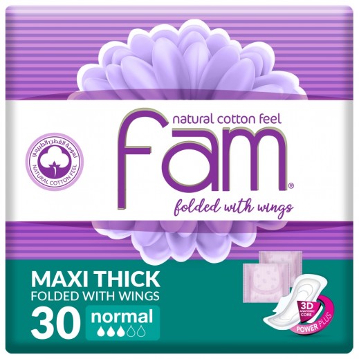 Fam Feminine Normal Pads With Wings 30 Pieces - delivered by Taw9eel Fast