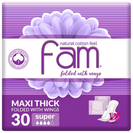 Fam Feminine Super Pads With Wings 30 Pieces - delivered by Taw9eel Fast