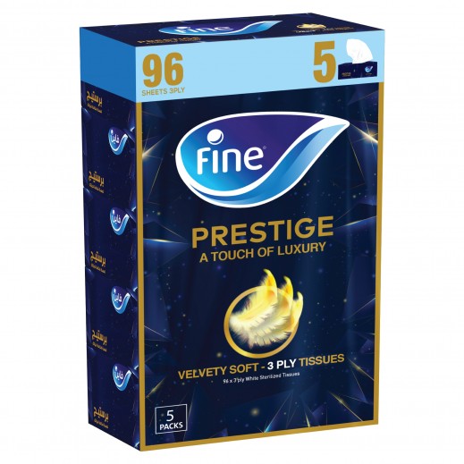 Tissues Facial Fine Prestige 5 × 96 Tissues - delivered by Taw9eel Fast
