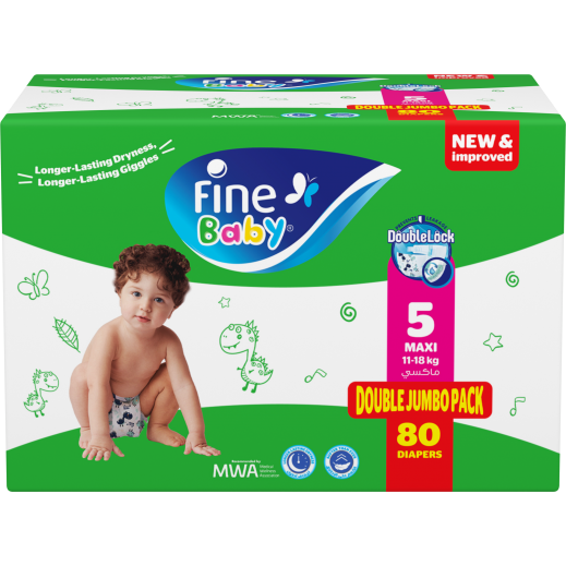 Fine Baby Double Lock Box Green Maxi 2 × 40 Diapers - delivered by Taw9eel Fast