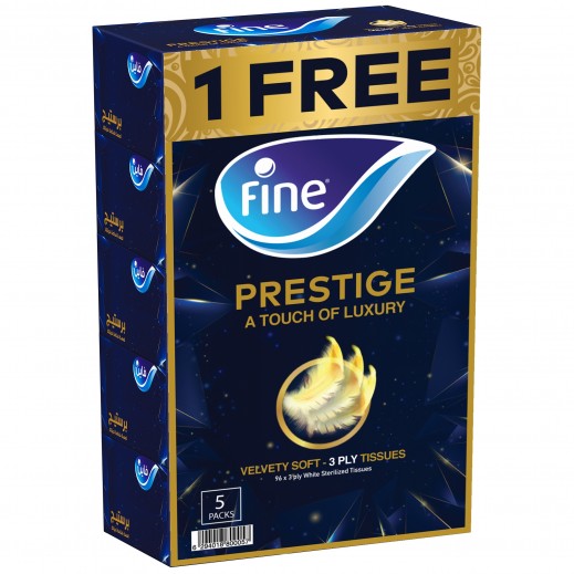 Fine Prestige Facial Tissue 3 Ply 96 Sheets - 4 + 1 Free - delivered by Taw9eel Fast
