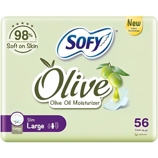 Sofy Slim Sanitary Winged Pads With Olive Oil Large 56 Pads - delivered by Taw9eel Fast