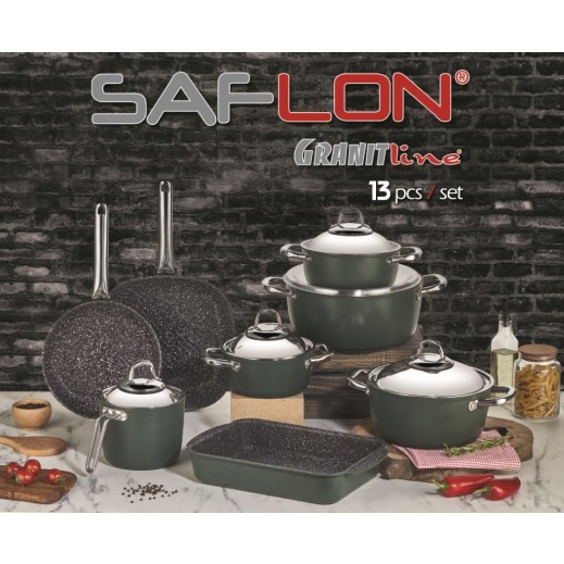 Saflon Granite Cookware with Stainless Steel Handles Set 13 Pieces - delivered by Gogaes Trading Co Delivery within 3 Working Days