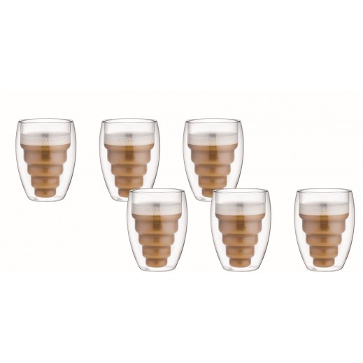 Aramoro Double Wall Glass Tumbler Set 250 ml - 6 Pieces