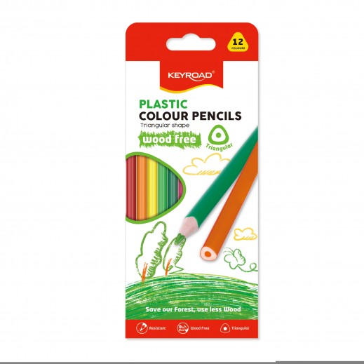 Keyroad Triangular Shape Plastic Color Pencil Box - 12 Color