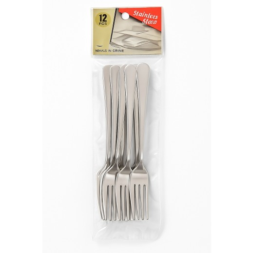 Stainless Steel Dessert Forks - 12 Pieces