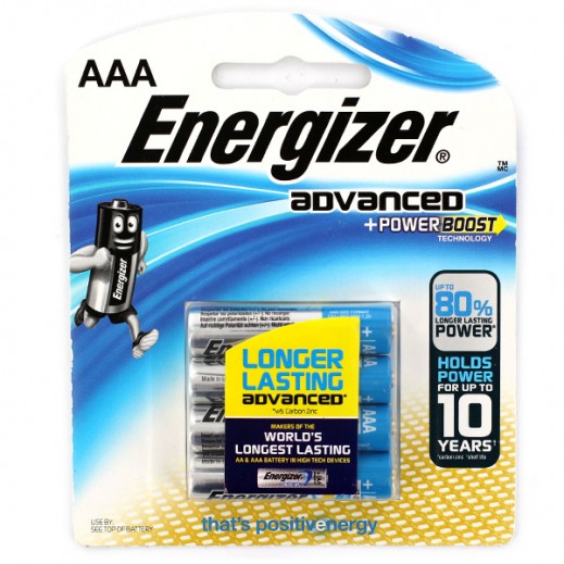 Energizer Advanced Alkaline AAA Battery 4 Pack