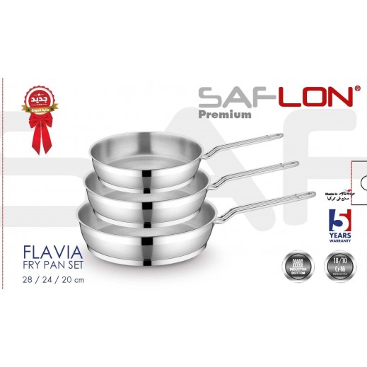 Saflon Stainless Steel Premium Frypan Set 3 Pieces - delivered by Gogaes Trading Co Delivery within 3 Working Days